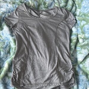 Athletic Works Gray Fitted Asymmetrical Cap Sleeve Tee